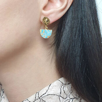 Statement Blue Turquoise December Birthstone Earrings, 2 of 5