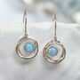 Sterling Silver Blue Opal Halo Drop Earrings, thumbnail 1 of 6