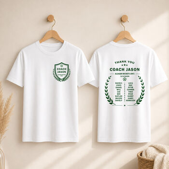 Personalised Football Coach Team Names T Shirt, 5 of 7