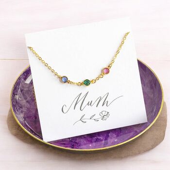 Mini Gold Plated Family Birthstone Link Necklace, 2 of 6