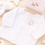 Personalised Pink Baby Girl Cardigan With Moon And Stars Embroidered Initial, thumbnail 3 of 12