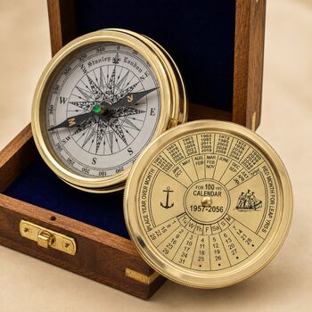 Personalised Brass 41st Birthday 100 Year Calendar Compass, 2 of 12