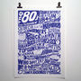 The Eighties 1980’s Decade Typography Print, thumbnail 3 of 10