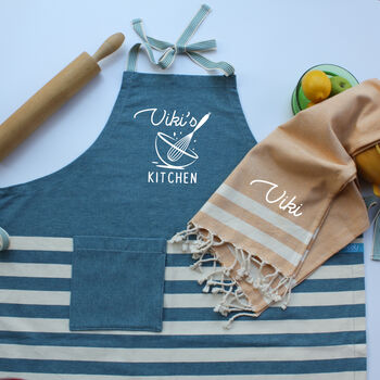 Personalised Kitchen Towel, Apron, Cotton Gift For Her, 4 of 12