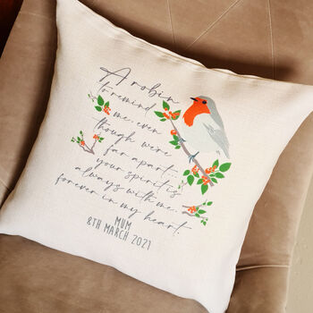 Personalised Robin Remembrance/Memorial Cushion, 5 of 5