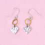 Mini Sterling Silver Hammered Heart Drop Earrings, thumbnail 2 of 6