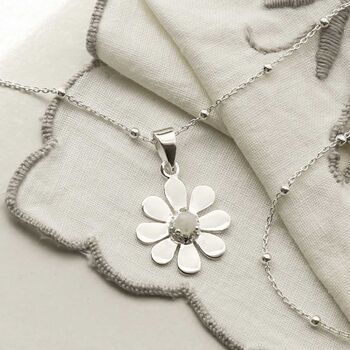 Sterling Silver Gemstone Daisy Necklaces, 6 of 9