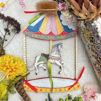 'Enjoy The Ride Mr Horse' Carousel Wall Hanging, 2 of 5