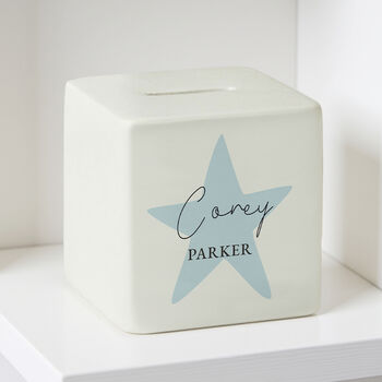Personalised Blue Star Money Box, 4 of 6