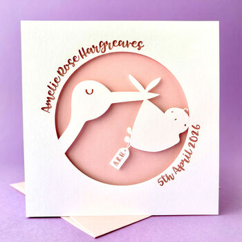Stork Personalised New Baby Card, 3 of 5