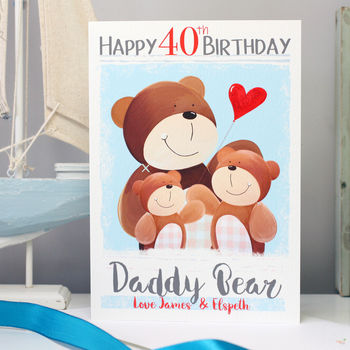 Personalised Daddy Bear 40th Birthday Card, 3 of 5