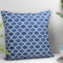 Isabel Feather Cushion, Geometric Blue Pattern, thumbnail 1 of 2