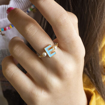 Enamel Initial Adjustable Chain Ring, 4 of 11