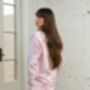 Victoria Long Sleeve Organic Pyjamas. Stripe/Rose Print, thumbnail 2 of 5