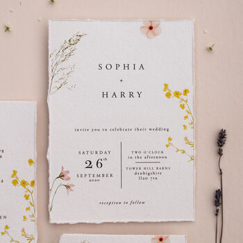 Pressed Flowers Wedding Invitation Suite, 3 of 12