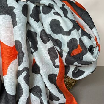 Leopard Print Splodge Scarf In Charcoal, 4 of 5