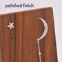 Sterling Silver Asymmetric Moon And Star Long Stud Earrings, thumbnail 2 of 10