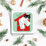 Personalised Wobbly Eyed Cat Christmas Card, thumbnail 3 of 5