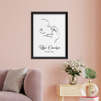 Personalised Line Art Relaxed Baby Print, 7 of 12