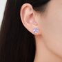 Asymmetric Hand Painted Enamel Hydrangea Flower Bouquet Stud Earrings In Sterling Silver, thumbnail 6 of 12