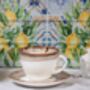 Beige Tea Cup With Saucer Handmade Porcelain Drip Glaze, thumbnail 1 of 6