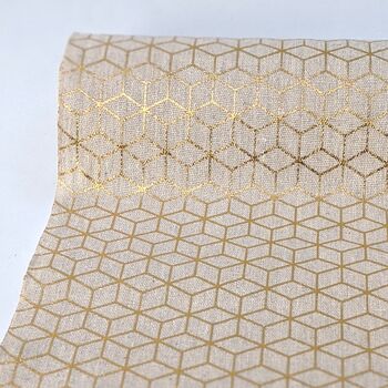 Cotton Table Runner Gold Geometric Pattern, 6 of 10