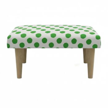 Hand Painted Upholstered Linen Square Footstool Polka Dot, 5 of 12