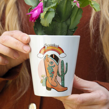 Personalised Cowgirl Zodiac Plant Pot Birthday Gift, 2 of 6