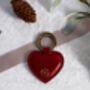 Red Heart Shaped Leather Key Ring. 'The Mimi', thumbnail 1 of 9