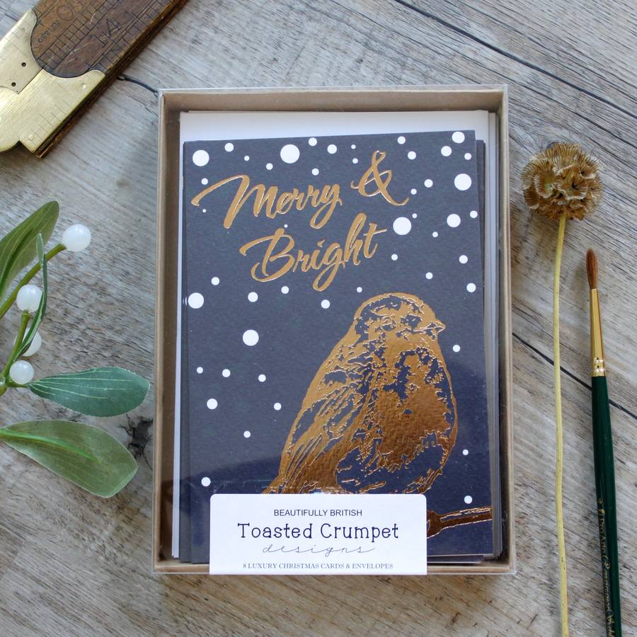 Boxed Set Of Luxury Foiled Christmas Cards By Toasted Crumpet Designs | notonthehighstreet.com