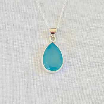 Sterling Silver Semi Precious Blue Gemstone Necklace, 2 of 5