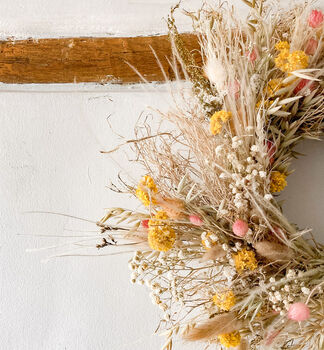 Dried Flower Wreath With Strawberry Thistles, 3 of 5