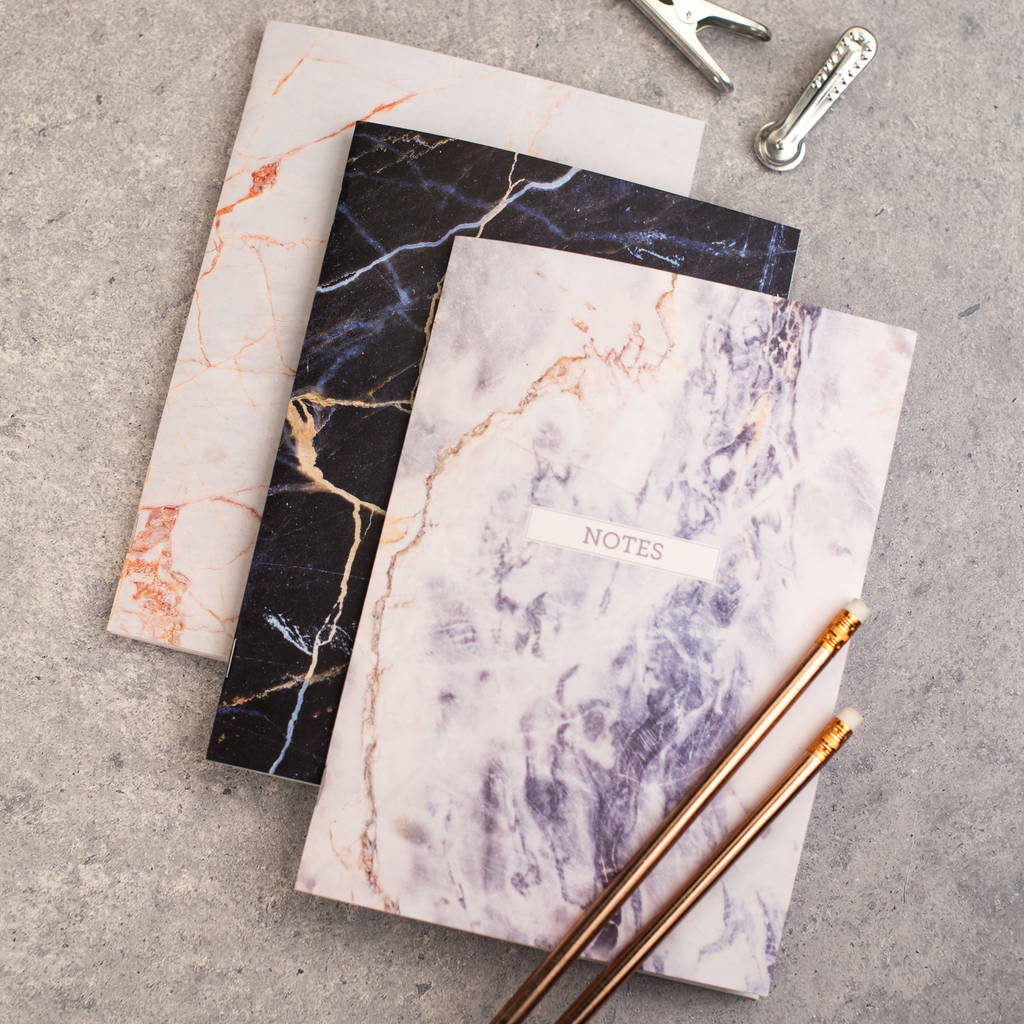 Marble Notebooks Set Of Three By Bread & Jam