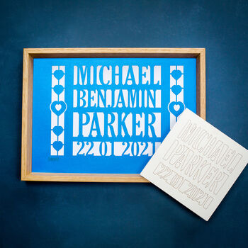 Personalised New Baby Papercut And Card Set, 7 of 9