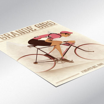 Personalised Vintage Cyclist Bike Art Print Gift, 3 of 8