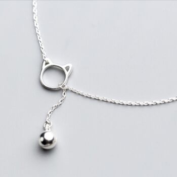 Sterling Silver Cat Anklet With Hanging Bell Charm, 2 of 4