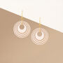 Cream And Pearlescent Taupe Geometric Circular Earrings • Gold Plated Sterling Silver Hooks, thumbnail 1 of 8