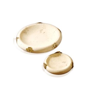 Set Of Two Travertine Lexi Tray Set With Brass Detail, 2 of 2