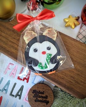 Personalised Christmas Penguin Biscuit, 2 of 3