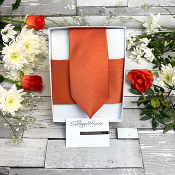 Rust Shantung Wedding Tie Set, 7 of 12