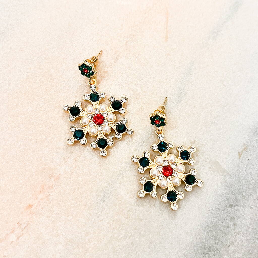Festive Blizzard Snowflake Drop Earrings