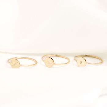 Solid 9ct Gold Personalised Mini Disc Ring, 3 of 4