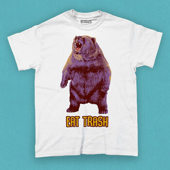 Funny Eat Trash Bear Adult Men's T Shirt, 4 of 6