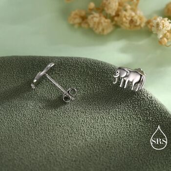 Cute Elephant Stud Earrings In Sterling Silver, 10 of 11