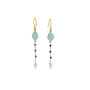 Chalcedony, Tanzanite And Blue Topaz Gold Drop Earrings, thumbnail 4 of 7