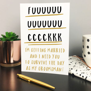 Funny Rude Groomsman Card With Personalised Quote, 2 of 3