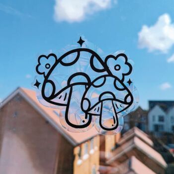 Mushroom Floral Suncatcher Sticker, 3 of 4