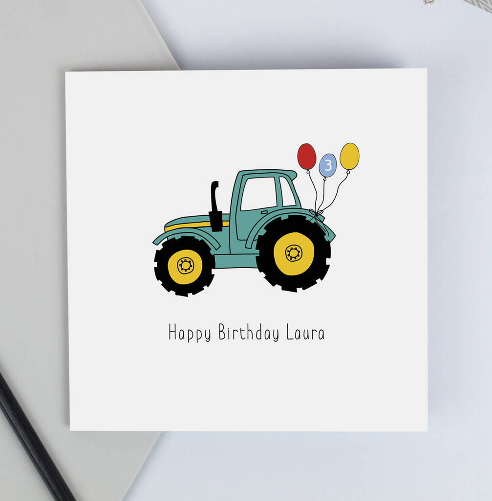 Tractor Birthday Card With Personalised Name And Age, 1 of 5