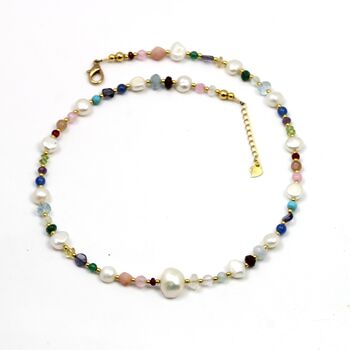 Multi Coloured Gemstone And Pearl Beaded Necklace, 7 of 12