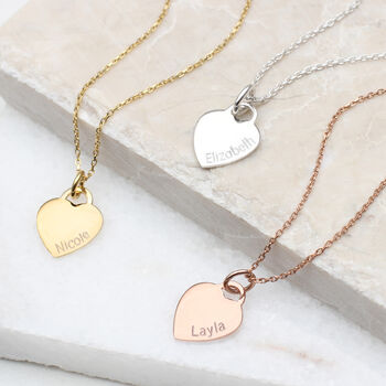 18ct Gold Plated Or Silver Heart Charm Name Necklace, 2 of 5